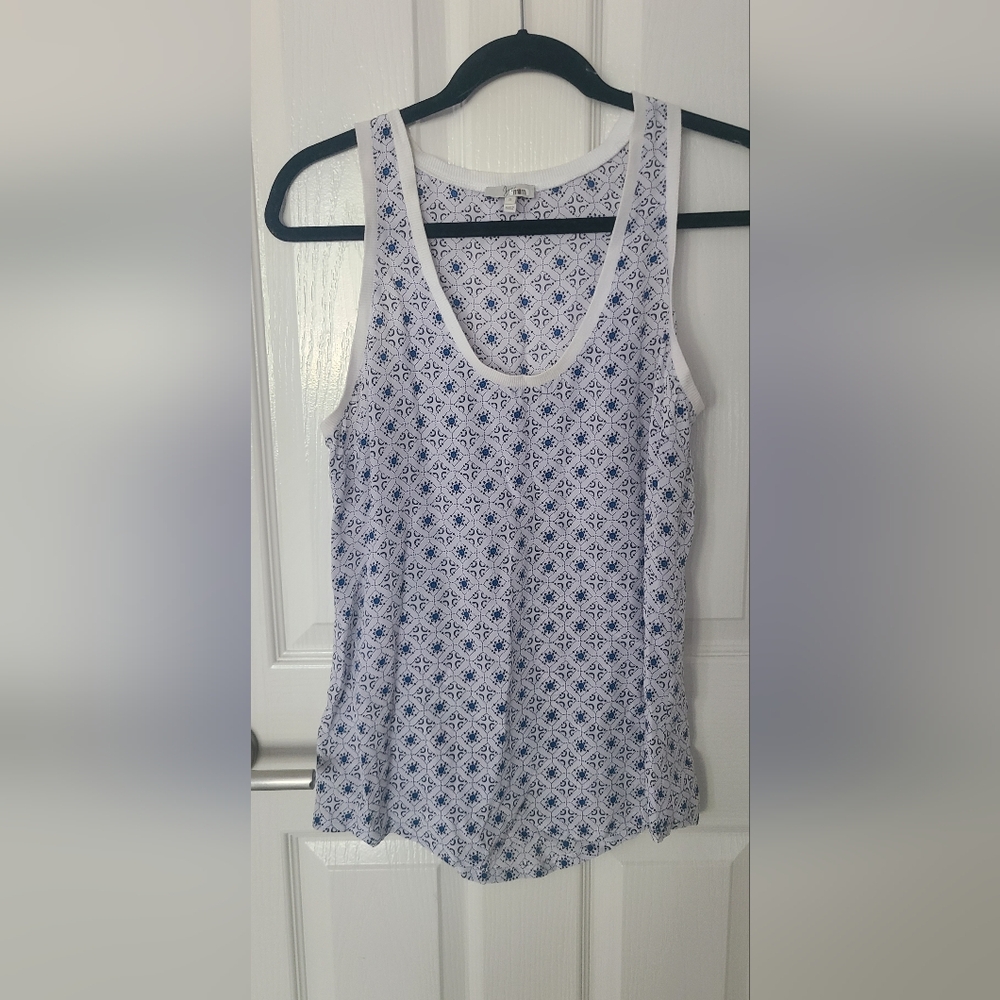 Joie Navy and White Geometric Tank Top